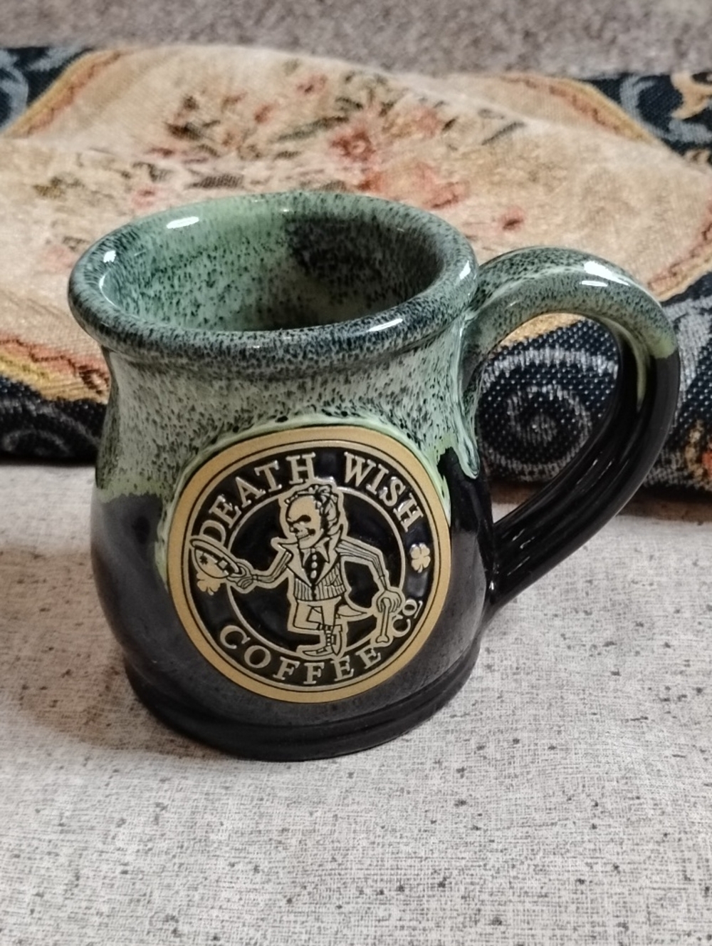 Death Wish Ceramic Mug in Green and Black